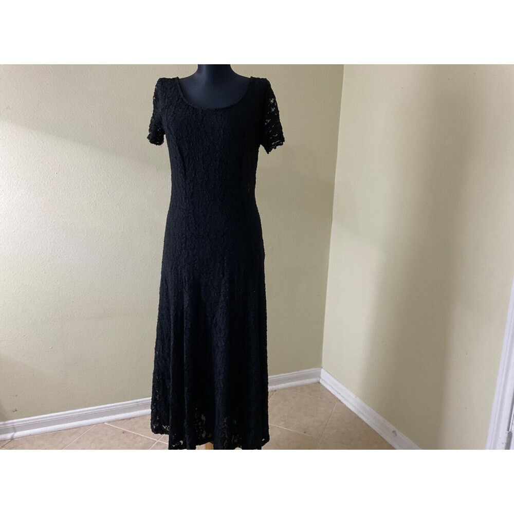 VTG. 80s Lanz Originals Fairy Witchy Romantic Lace Overlay Dress Sz 10 Low Back